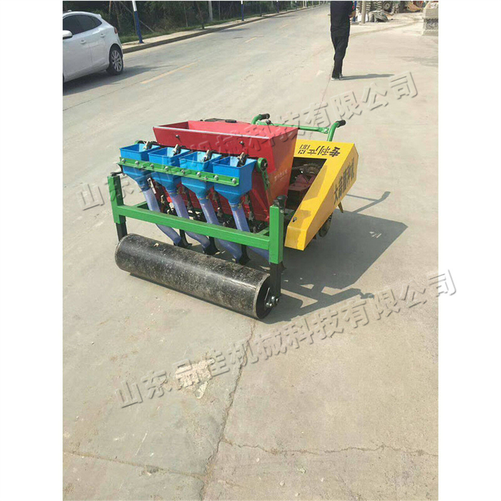 热销农用蒜种栽种机手推式四行大蒜播种机小型丘陵机械粒种植蒜