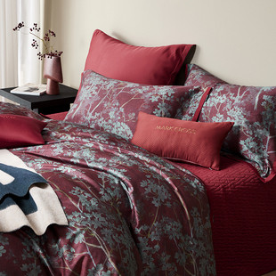 简约喜嫁婚庆100s长绒棉四件套高级感结婚被套红色款床盖床单床品