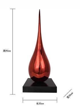 售楼处水滴雕塑摆件抽象几何玻璃钢酒店大理石底座商场装饰品家居