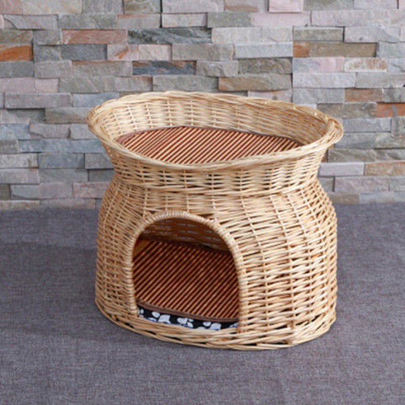 猫窝夏季猫窝四季通用全封闭式藤编凉窝猫木质猫屋猫笼猫舍猫咪窝