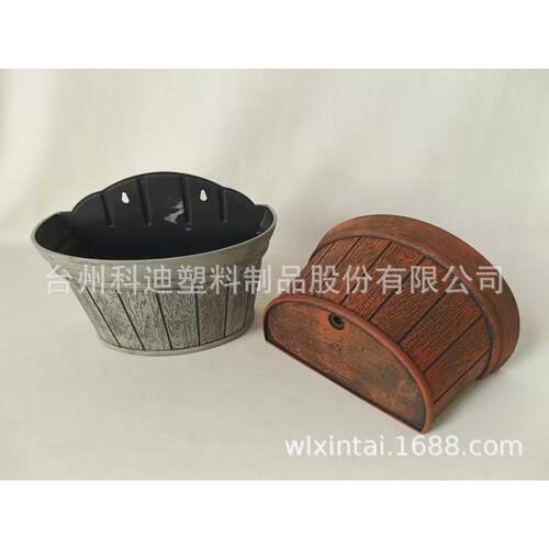 欧式古典风情阳台壁挂花盆挂墙半圆木纹塑料花盆绿萝吊兰花盆