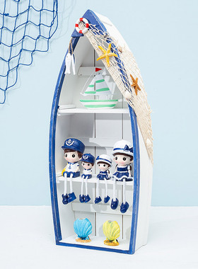 热销地中海风格做船柜二件套木质家居装饰旧储藏柜展示柜家居收纳