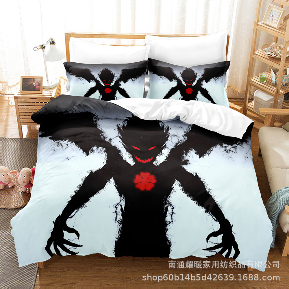 3d数码印花五叶床上用品四件套三件套黑色磨毛草床单被单枕套