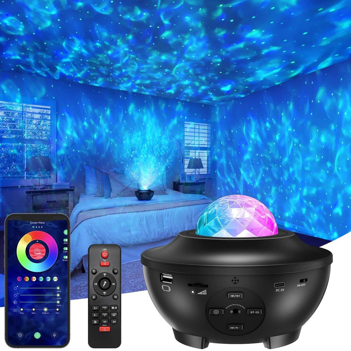 星空投影灯USB蓝牙音箱一体多彩投影灯炫彩满天星激光灯氛围夜灯