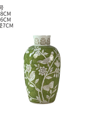 餐桌客厅陶瓷花瓶插花高档轻奢花器中式复古青花瓷花瓶高级感摆件