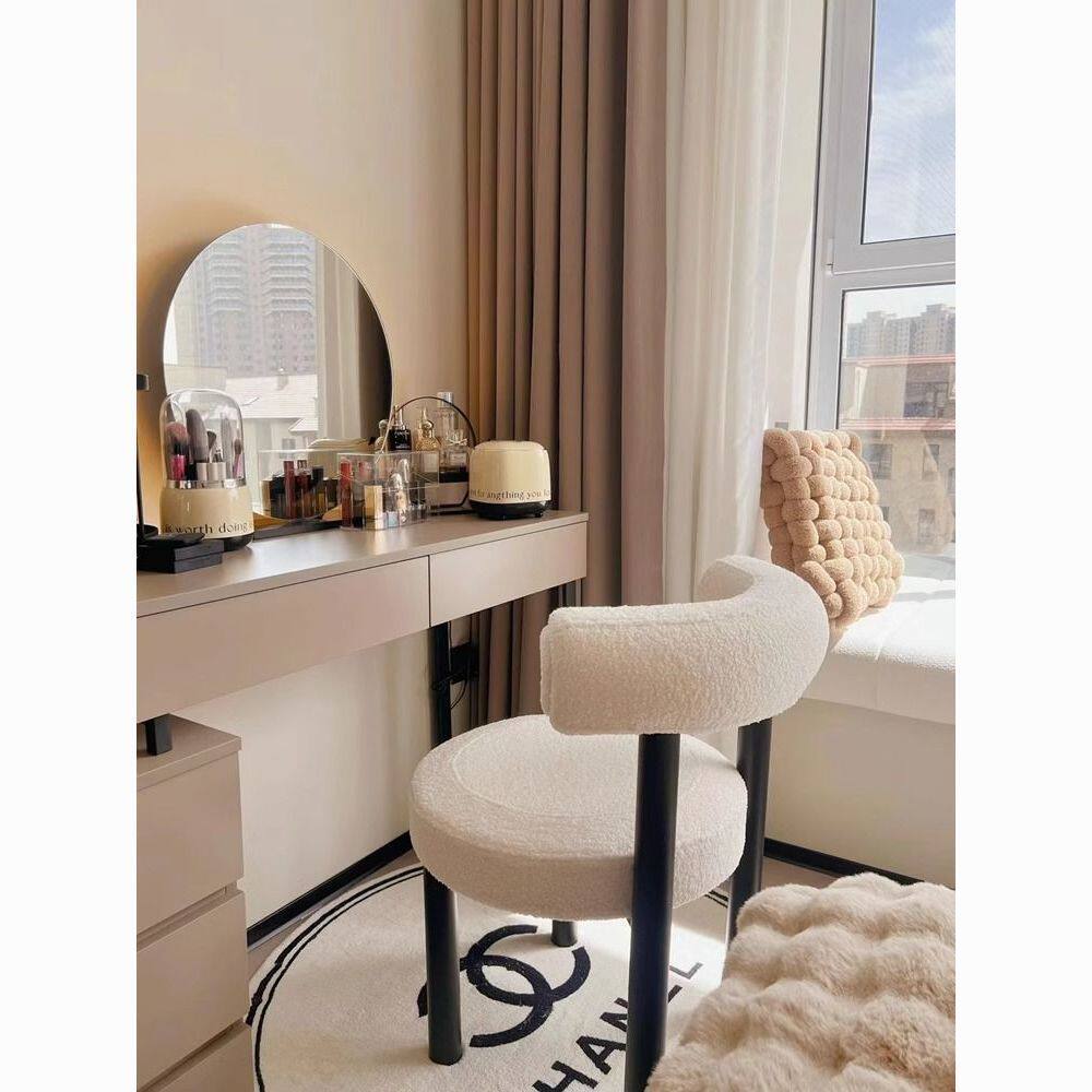 卧室梳妆台化妆椅网红ins风书桌椅子靠背凳子设计师轻奢简约好看