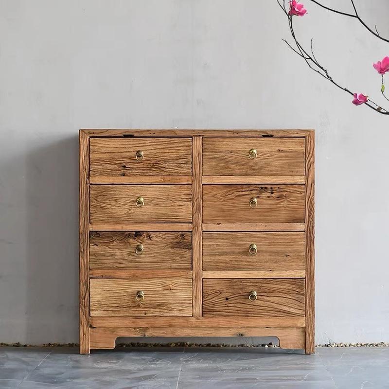 热销复古老榆木斗柜柜子客厅组合收纳柜实木抽屉式风化门板纹理家