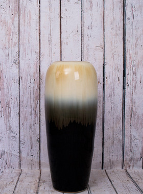 景德镇手工复古粗陶落地花瓶装饰品缸花盆插花器干支室内外坛子