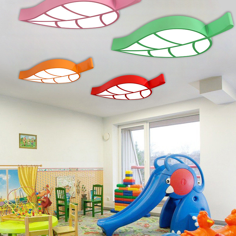 时尚个性树叶儿童房吸顶灯简约卧室灯具led卡通幼儿园童装店灯饰