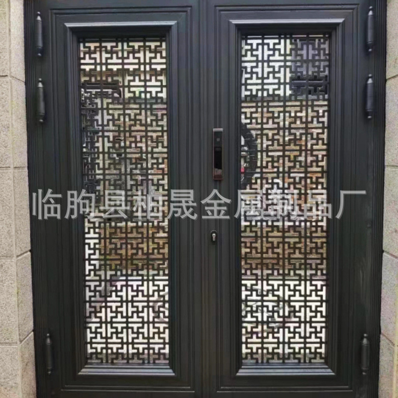 铝艺大门对开门别墅庭院小区推拉门农村双开门新中式铝合金大门