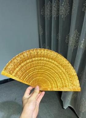 dtp9批发金丝楠苏扇小叶桢楠水波纹工艺扇男手工扇子新中式女款随