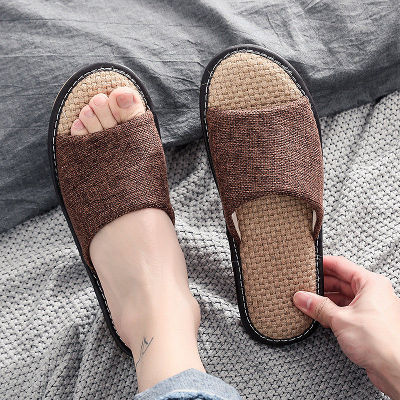 夏天男士家居家亚麻拖鞋防臭布拖卧室室内家用防滑厚底女四季,居家布艺,居家凉拖/凉鞋,淘宝优惠券,粉丝福利购,淘宝优惠卷