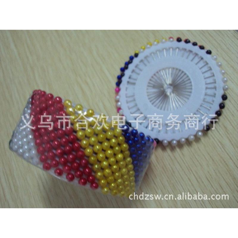 供应彩色纯白纯黑带的珠子塑料珠光针大头针