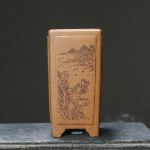 紫砂花盆兵签筒盆栽奎面正方形盆景盆苏兰花盆名家盆景盆手工盆