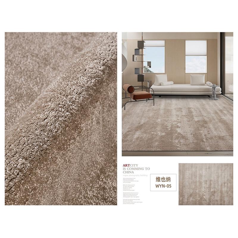 厂家现货地毯裁剪简约现代丝客厅沙发茶几毯硅藻家用素色地毯批发