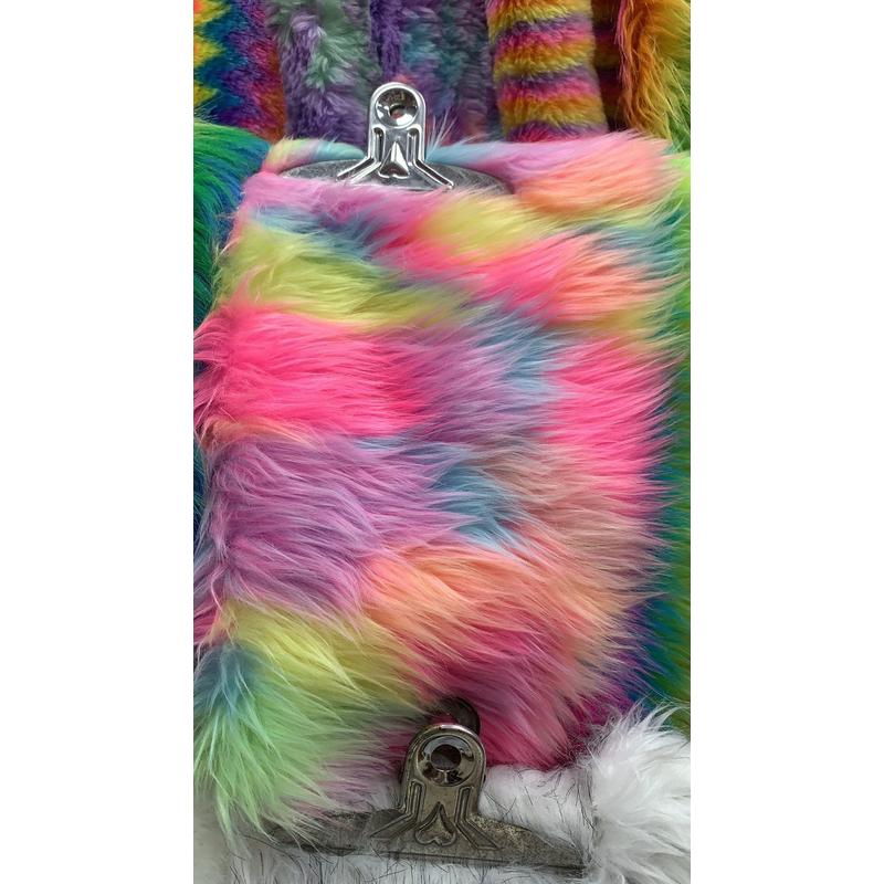 七彩提花长毛绒托斯卡纳彩虹人造毛五彩落水毛海派毛毛绒面料