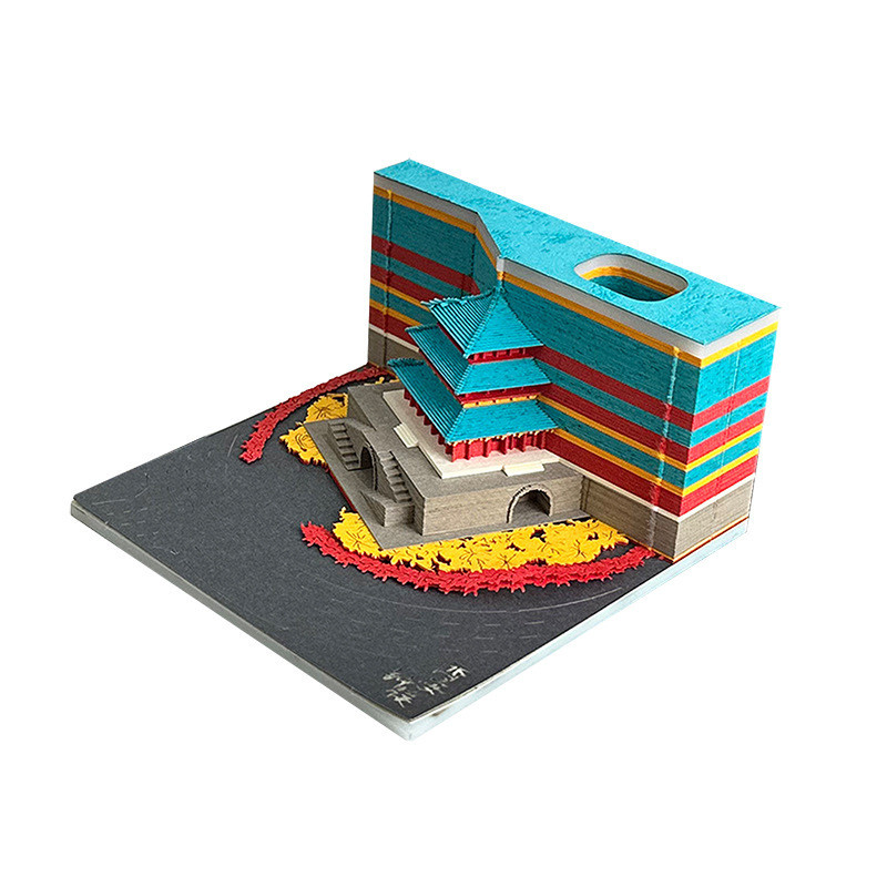 创意商务礼品3d立体便签纸建筑物雕桌面摆件纸模型便利贴手撕便签