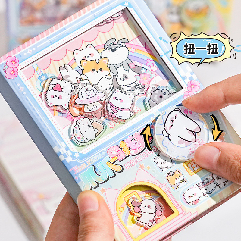 抓娃娃本新款爪爪乌托邦扭蛋机口袋本趣味解压软萌学生文具手帐本