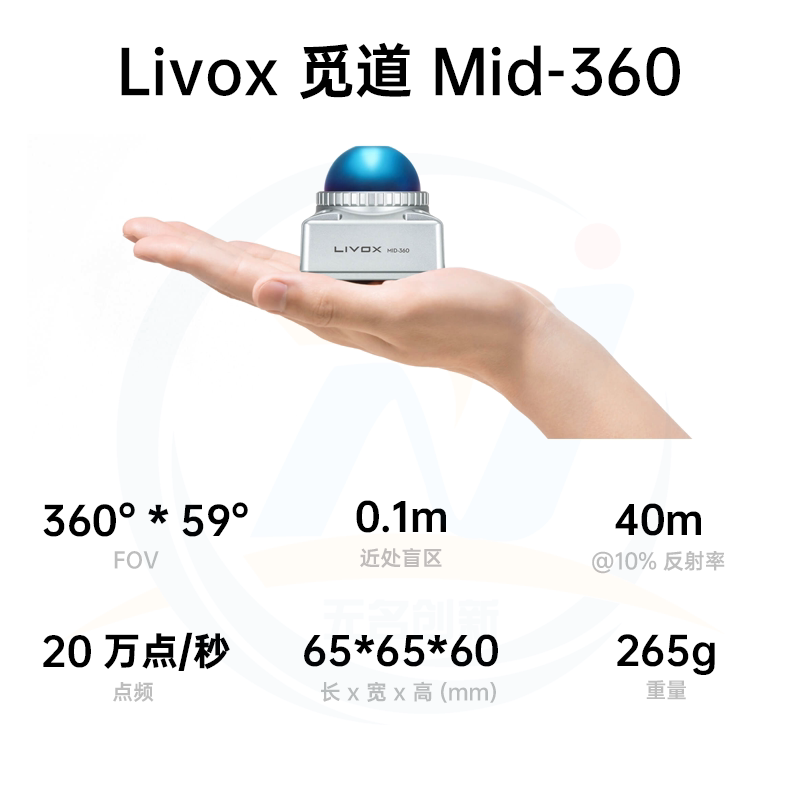 无名创新  Livox MID360 3D 三维激光雷达 保护罩 一分二数据线