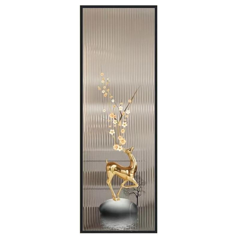 新款遮挡艺术玻璃简约现代玄关家用透光轻奢进入户门客厅屏风隔断