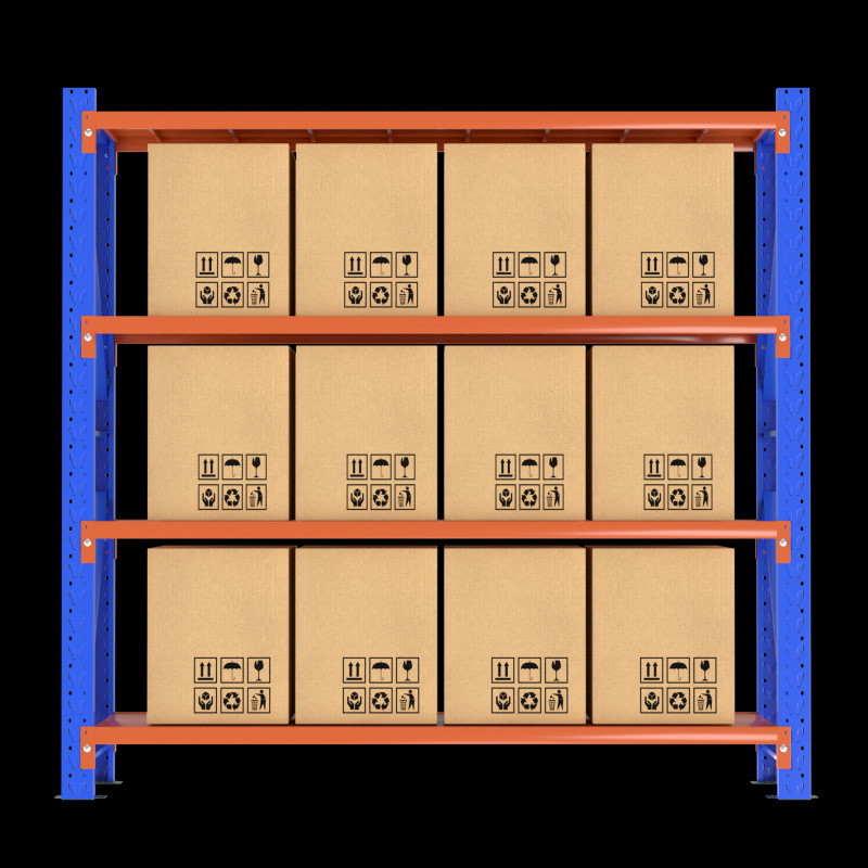 四层货架轻型货架蓝橙色货架工厂仓库厨房置物架快递驿站置物