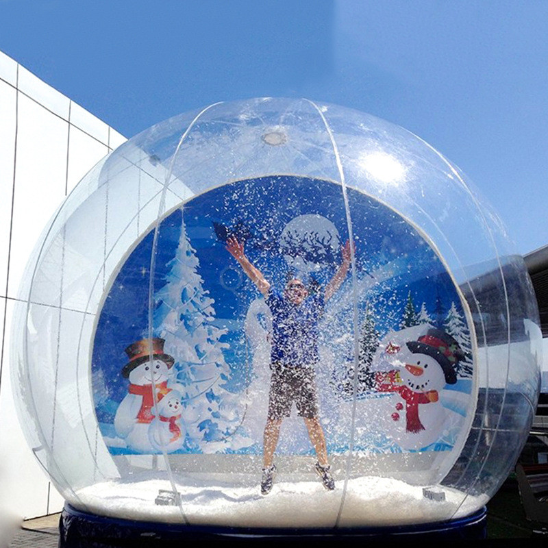 热销充气透明雪花球水晶球商场展示元旦圣诞美陈气模充气透明雪花