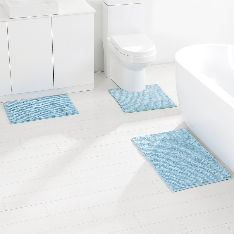 地毯卫生间雪尼尔地垫三件套浴室强吸水短毛绒纯色雪尼尔新款