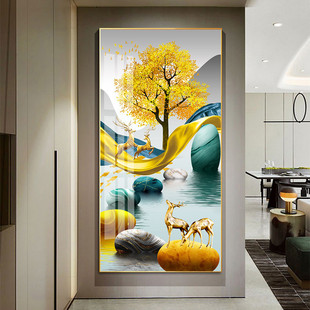 pk7j现代简约画客厅走廊头过道墙壁画竖版挂画镶钻入户玄关装饰画
