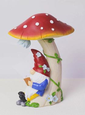 定制树脂太阳能蘑菇灯创意小家居摆件花园庭院矮人精灵装饰品摆件