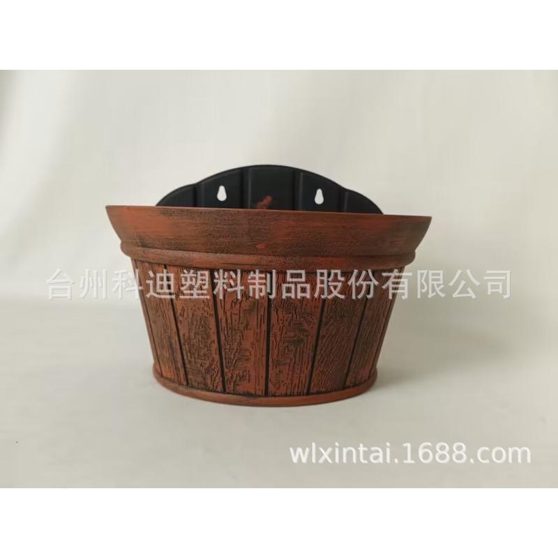 欧式古典风情阳台壁挂花盆挂墙半圆木纹塑料花盆绿萝吊兰花盆