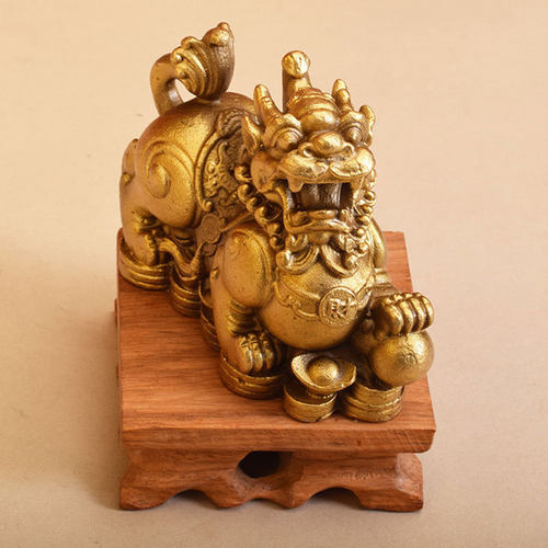 一对黄铜貔貅皮双公母休招财皮丘摆件家居工艺品摆设
