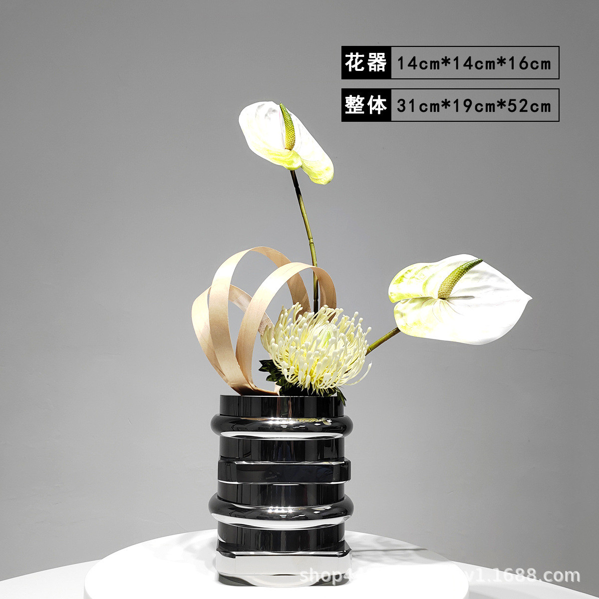 现代仿真花艺样板房酒店餐桌装饰桌面客厅电视柜假花水晶花器摆件