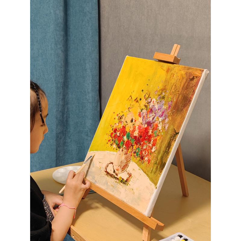 西紫三角式桌面折叠台式后撑画架榉木制油画素描画室绘图木质架子