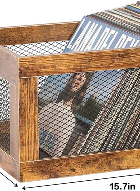 木质铁艺收纳箱桌面唱片办公归纳整理复古风格铁网杂志文件整理筐