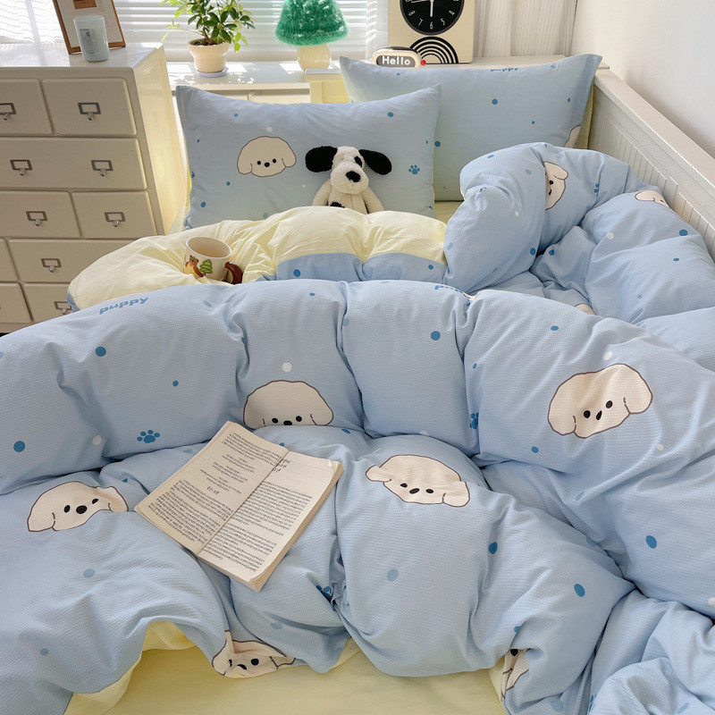 四件套新款ins风韩华夫系格四件套奶油系列学生宿舍上下铺三件套