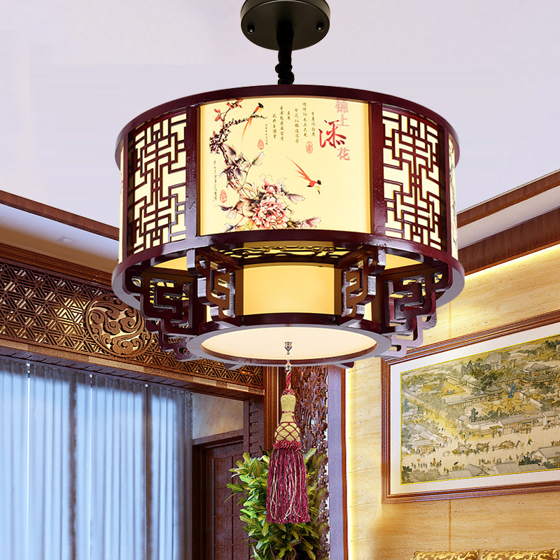 新古典木艺雕花灯笼灯餐厅酒店走廊小吊灯中式火锅店饭店宴会厅灯