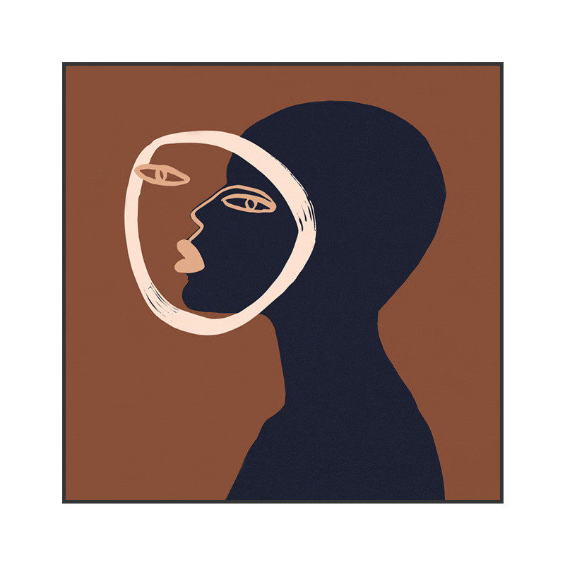侘寂风咖色抽象人脸方型客厅玄关装饰画酒店沙发背景墙壁轻奢挂画,家居饰品,现代装饰画,淘宝优惠券,粉丝福利购,淘宝优惠卷
