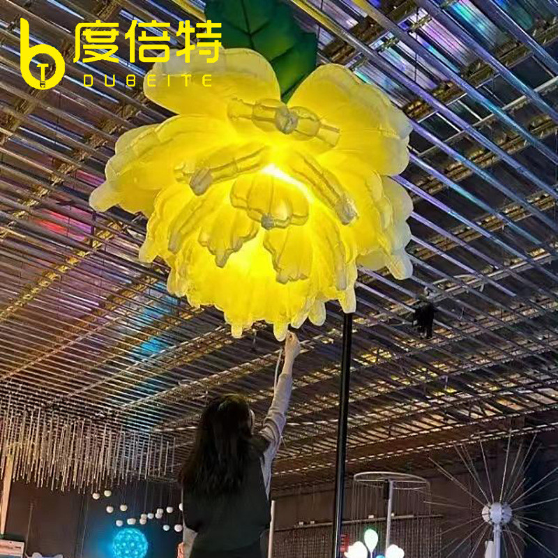 人体感应花气模网红自动开合花路灯商场充气灯光仿真喇叭花玫瑰花