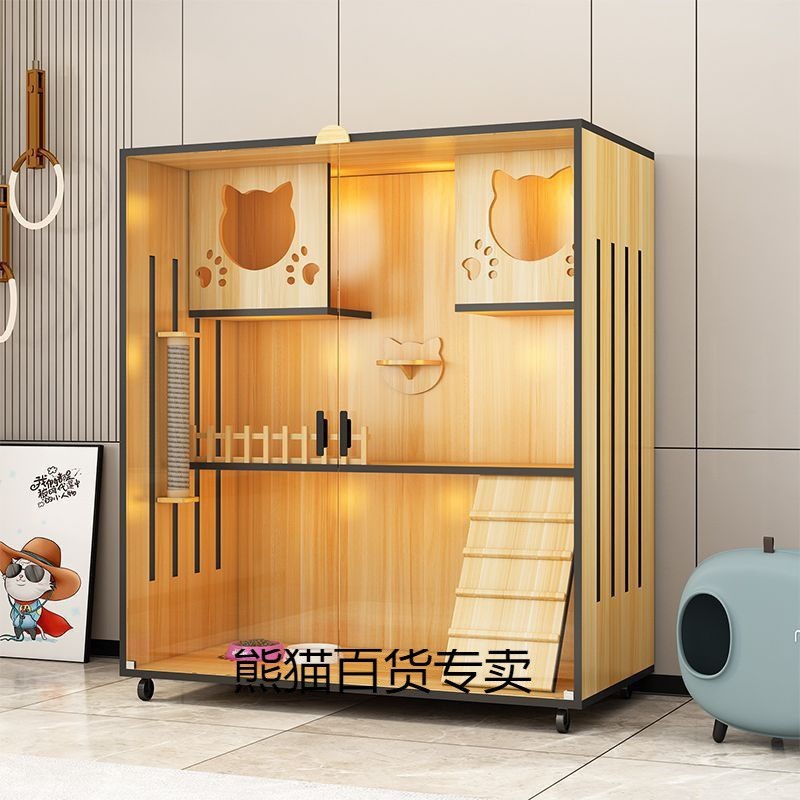 热销猫别墅猫柜子猫屋猫猫笼家用双层宠物房舍室内全包围超大自由