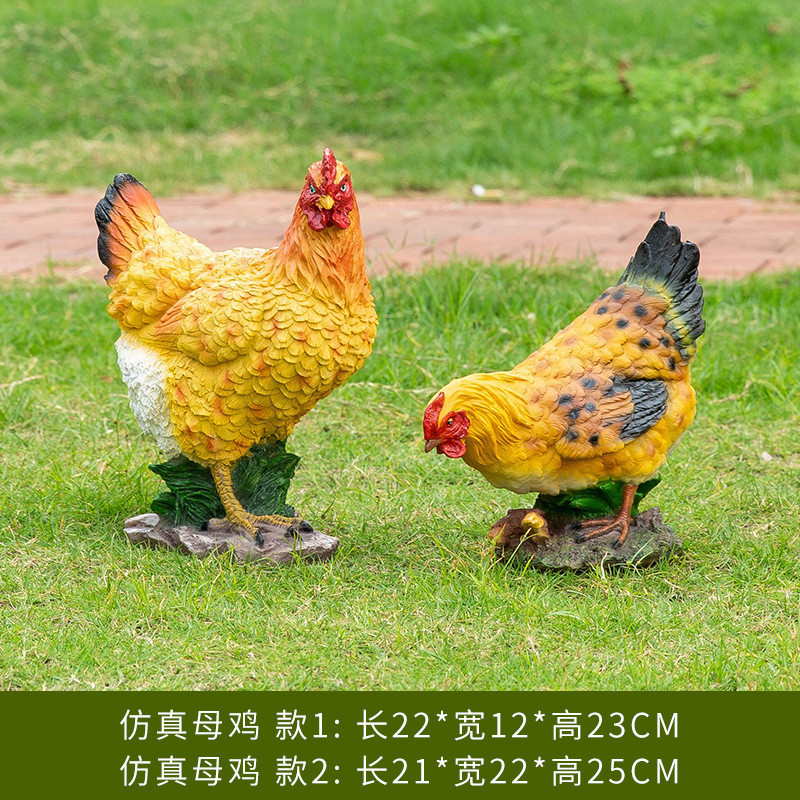 仿真大公鸡母鸡玻璃钢雕塑模型户外农庄园林饭店动物摆件美陈装饰
