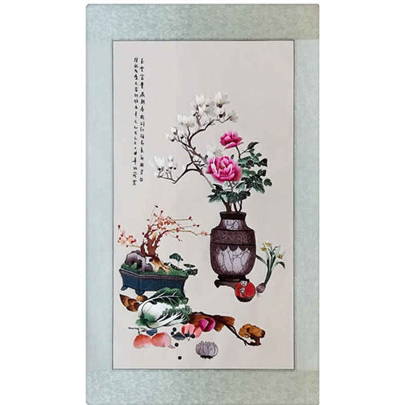 定制机绣装饰画成品手工绣加工苏绣玄关画路鹿生财厂家直销旅游品图片
