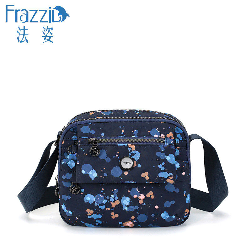 frazzil/法姿时尚斜挎包新款休闲尼龙帆布包简约单肩女包小方新款