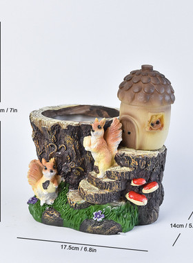 新品动物花盆六角树脂花园装饰园林户外景观路灯灯工艺品摆件