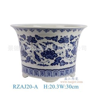 景德镇陶瓷花盆青花瓷手绘花鸟盆复古笔筒缸家居花盆民宿收藏装饰