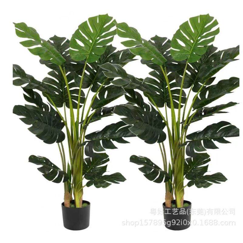 北欧仿真龟背竹植物大型盆栽室内装饰龟背叶绿植假客厅落地摆件树