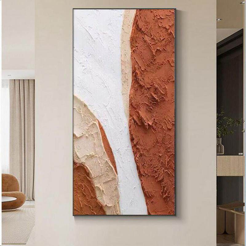 纯手绘油画抽象玄关装饰画壁画肌理画民宿酒店别墅挂画竖版蓝色