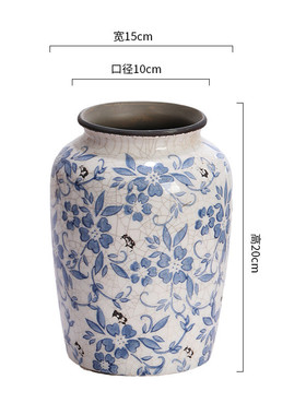 景德镇复古冰裂纹青花瓷花瓶陶瓷器皿插花水养客厅书房装饰品摆件