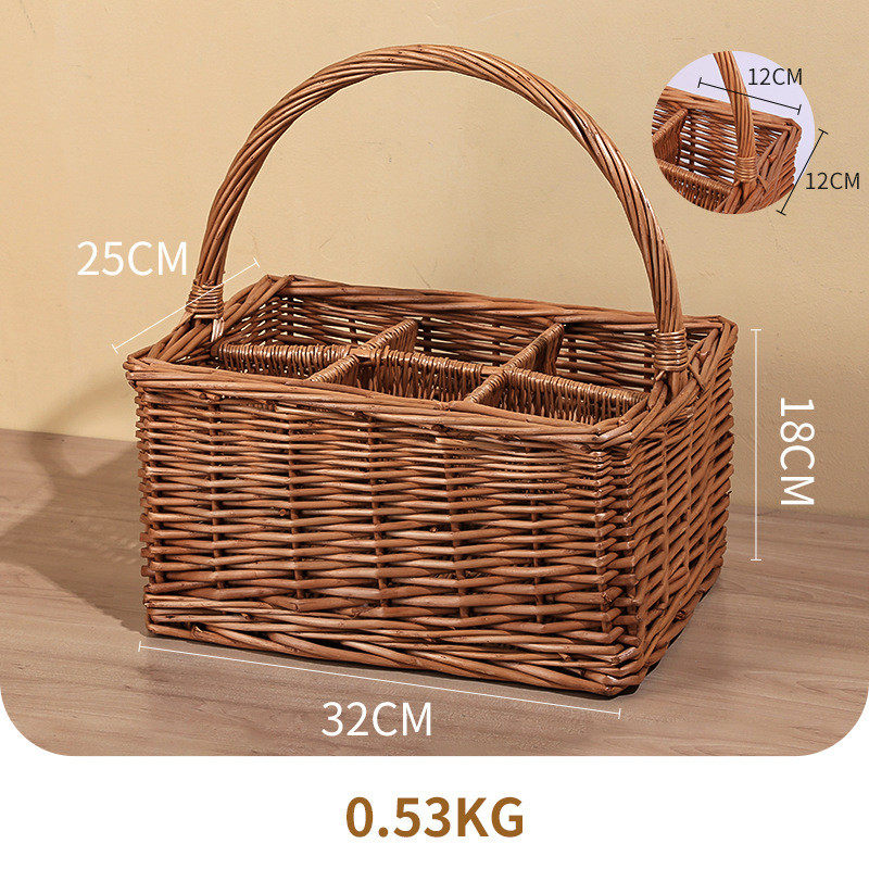 藤编手提野餐篮春游露营户外野餐郊热销款田园风ins风六宫格,收纳整理,橱柜收纳筐,淘宝优惠券,粉丝福利购,淘宝优惠卷