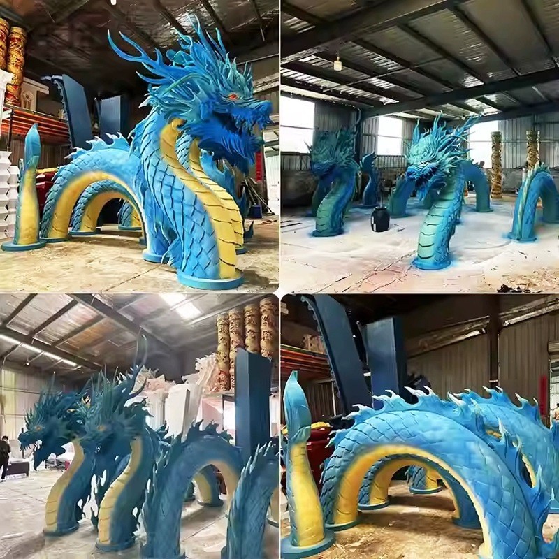 中国龙年户外雕塑玻璃钢新春元宵生肖景点春节灯会商业美陈装饰