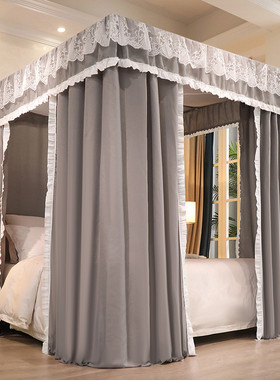 9opu批发防窥蚊帐三开一体式遮光床帘门宫廷落地防尘文账公主加厚